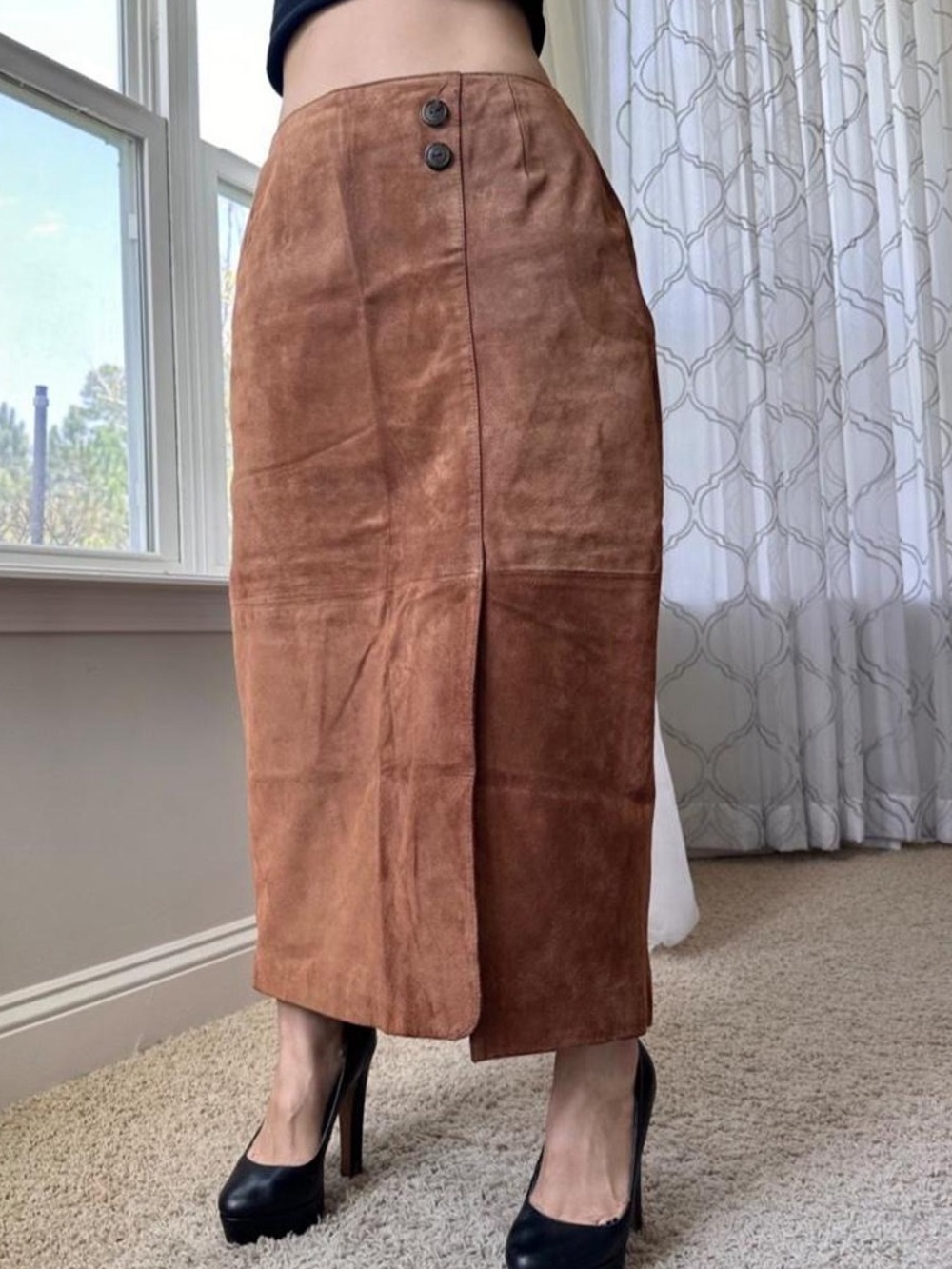 Suede Pencil Skirt